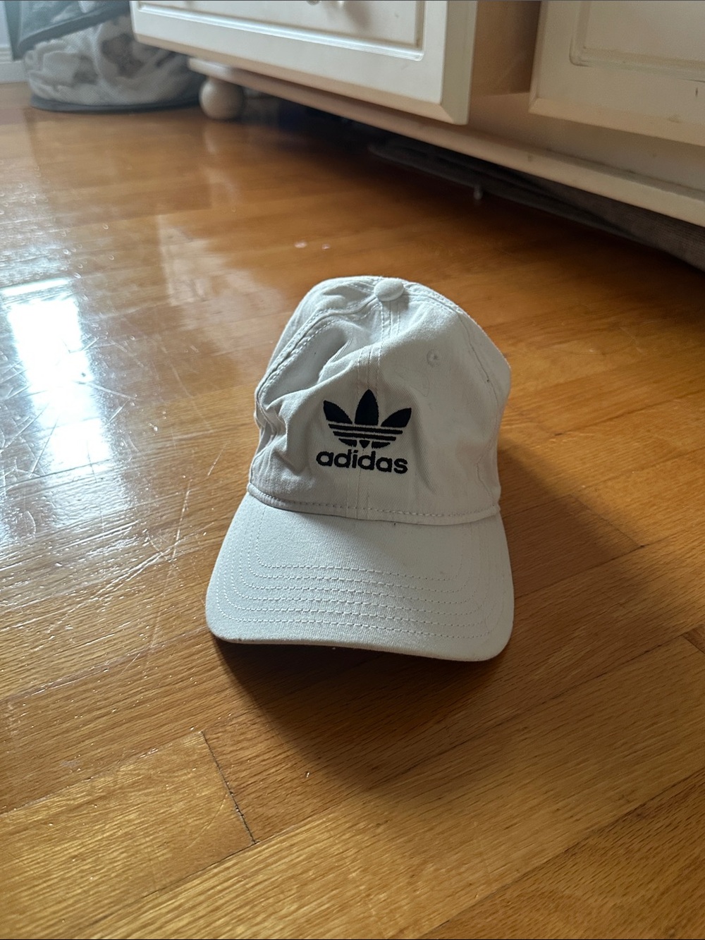 adidas Kids Cream Cap with Black Trefoil Logo